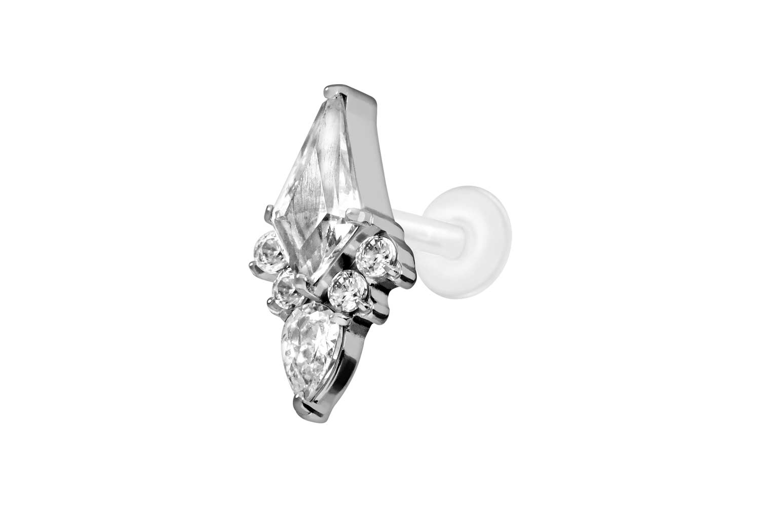 PTFE Labret Piercing mit Innengewinde + Titan-Aufsatz KRISTALLSCHILD